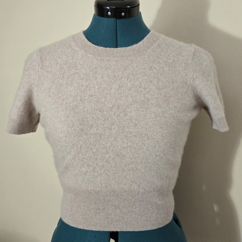J.Crew Cashmere Shrunken Short Sleeve T-shirt Size S Quiet Luxury Rachel Green